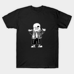 Sans Undertale Simple Black and White Design T-Shirt